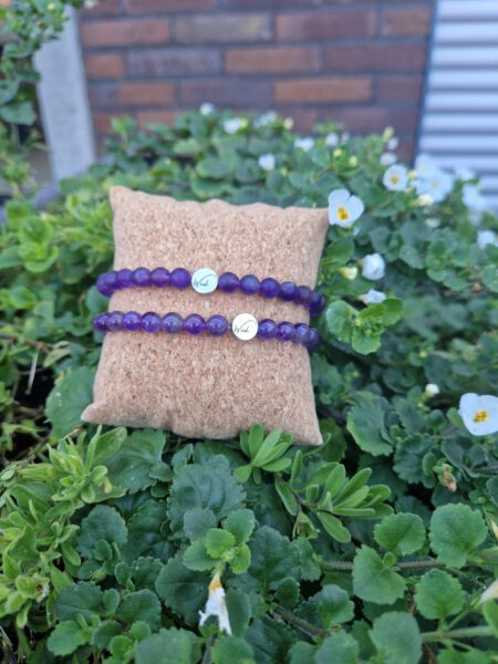 edelstenen armbanden amethist met RVS wink kraal