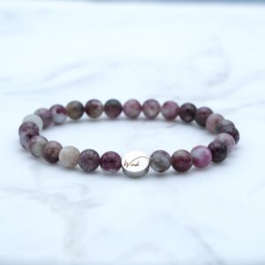 Edelstenen armband van Toermalijn afgewerkt met RVS kraal