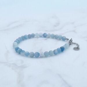 Aquamarijn armband – 4mm RVS sluiting